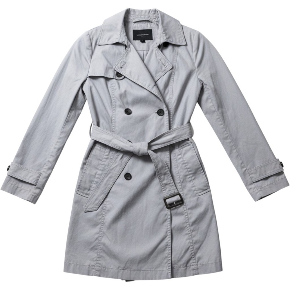 Banana Republic Trench Coat Womens XS Gray Double Breasted Belted Jacket Classic